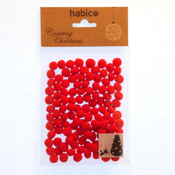 TINY POMPOMS 5MM RED