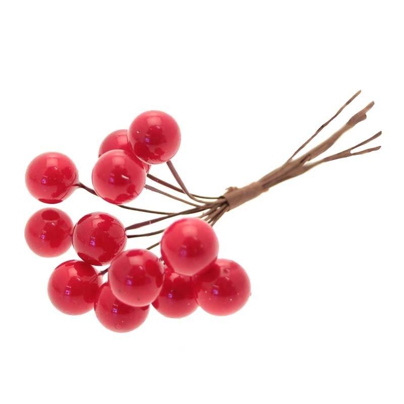 10CM RED BERRIES ON STEM