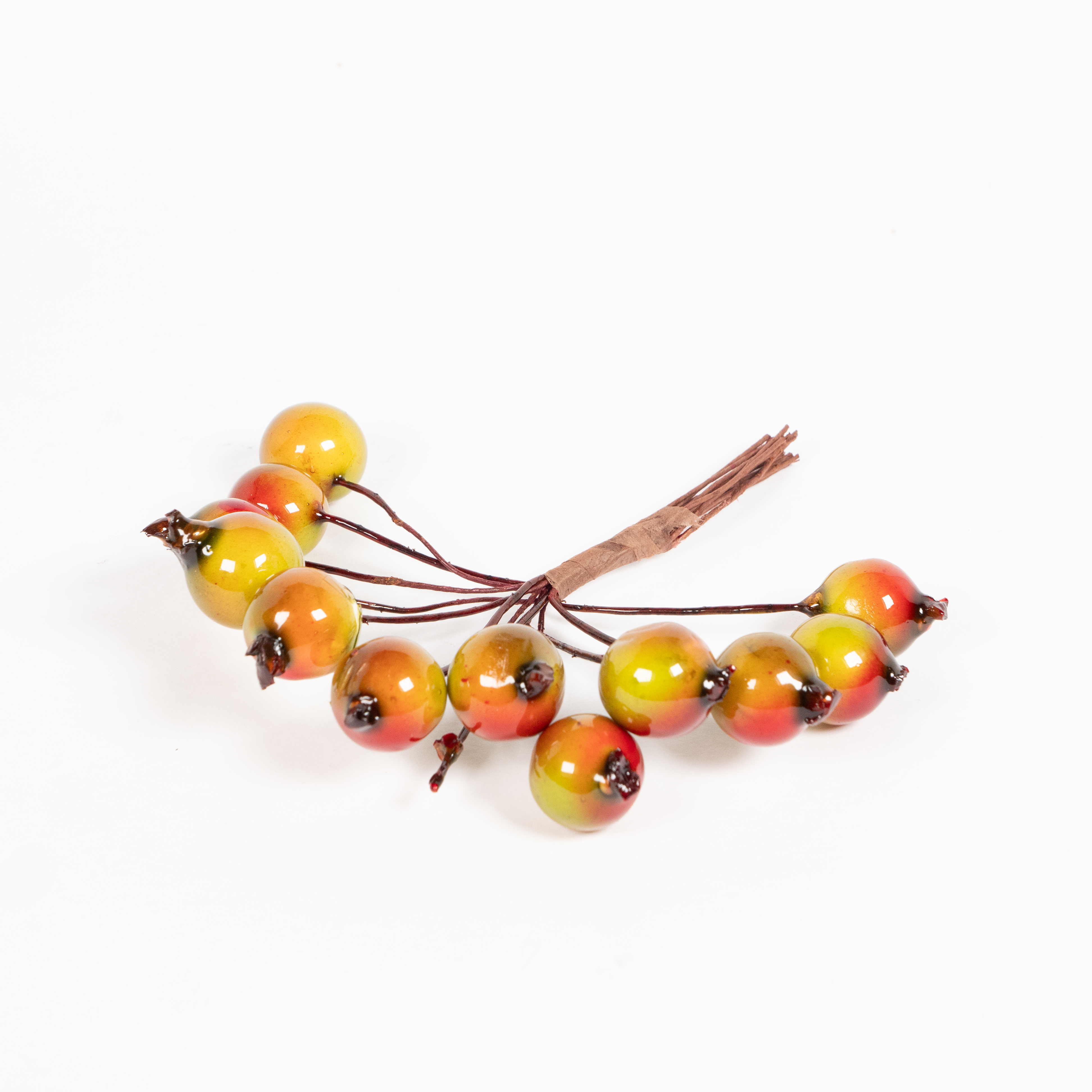 12 HEAD GREEN/RED GLOSSY BERRY BUNCH