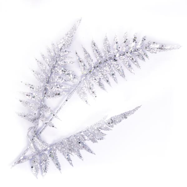 GLITTER FERN SPRAY PICK SILVER