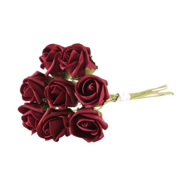 FLORAL CRAFT - SMALL FOAM ROSES 8PCS BURGUNDY
