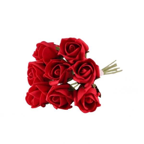 FLORAL CRAFT - SMALL FOAM ROSES 8PCS RED