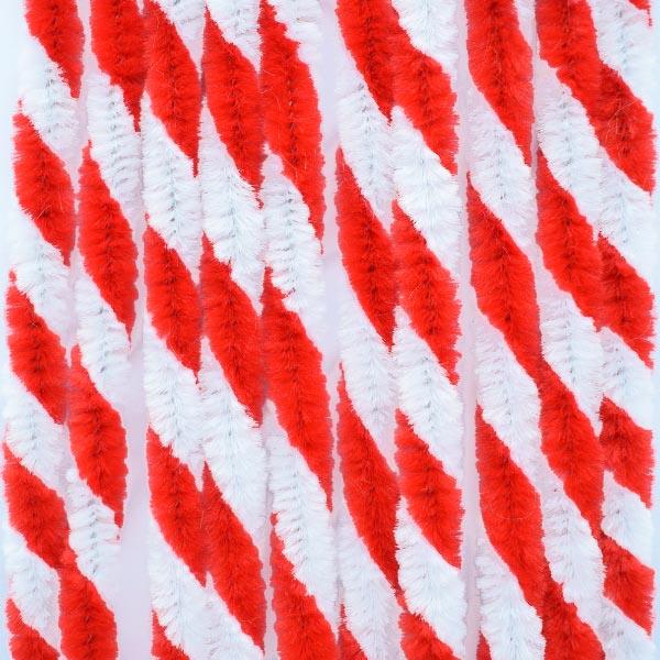 30CM CHENILLE TWIST STEMS 10PCS RED/WHITE 42