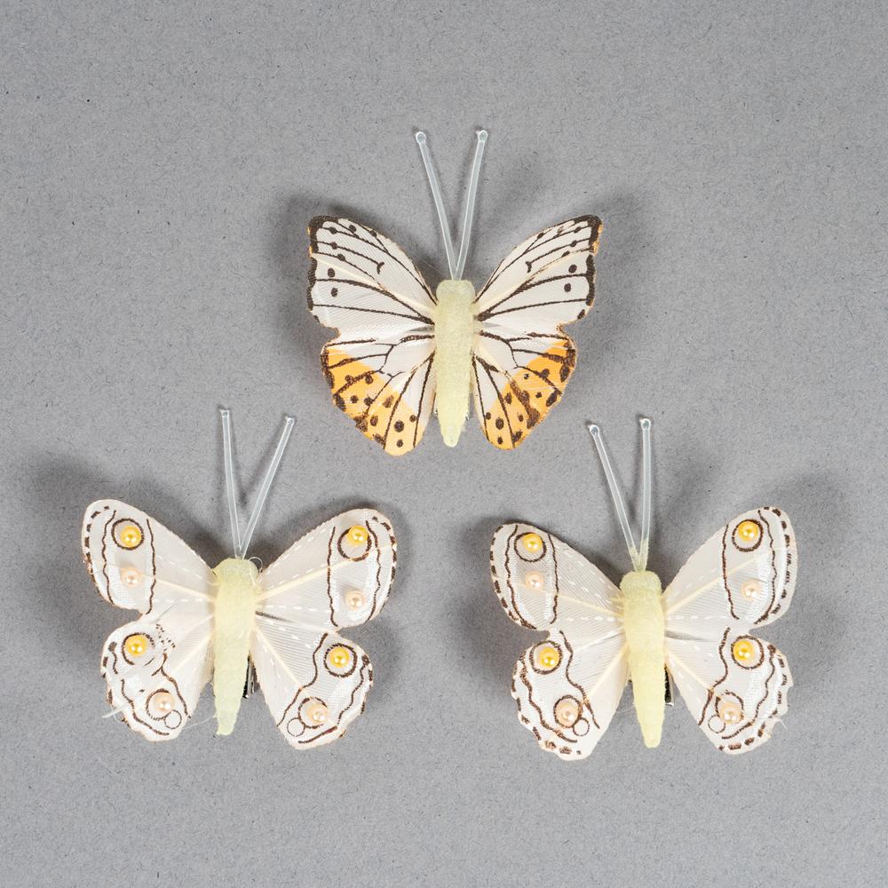SMALL FEATHER BUTTERFLIES 40X35MM 3PCS