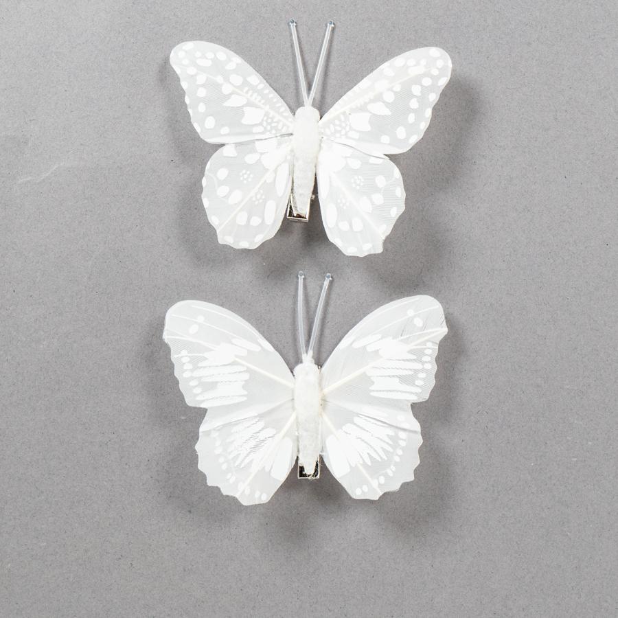 LARGE FEATHER BUTTERFLIES 70X60MM 2PCS