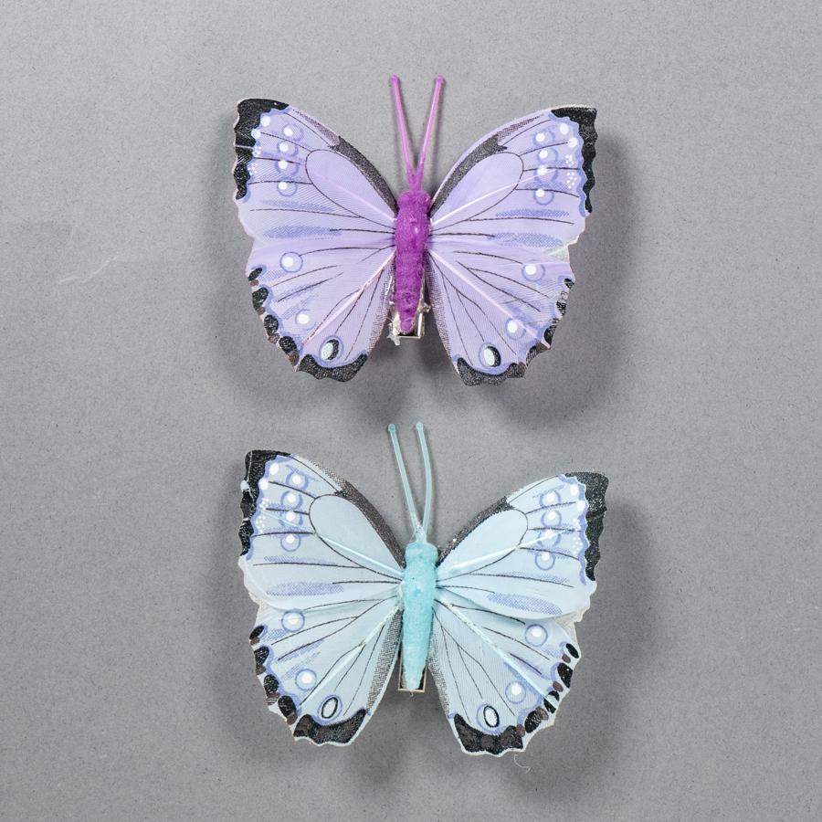 LARGE FEATHER BUTTERFLIES 75X70MM 2PCS