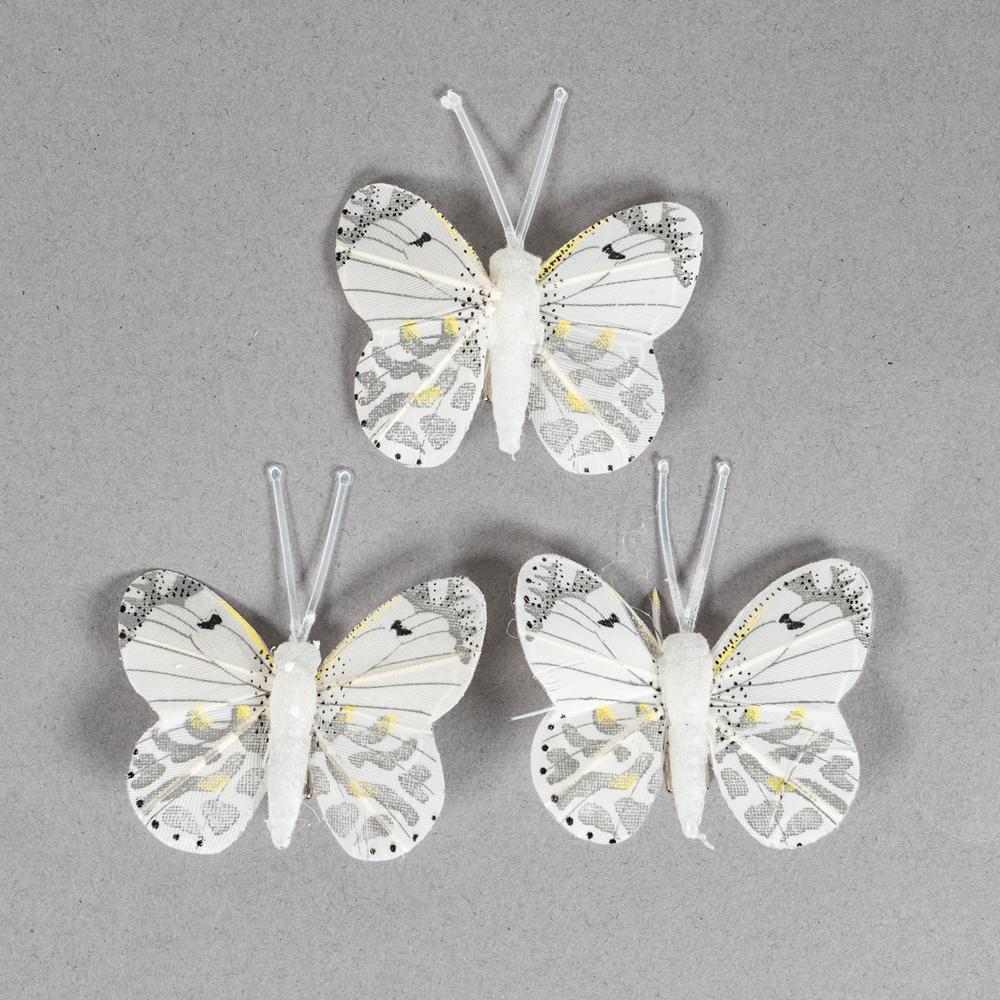 SMALL FEATHER BUTTERFLIES 45X40MM  3PCS