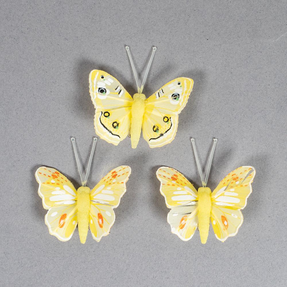 SMALL FEATHER BUTTERFLIES 45X40MM 3PCS