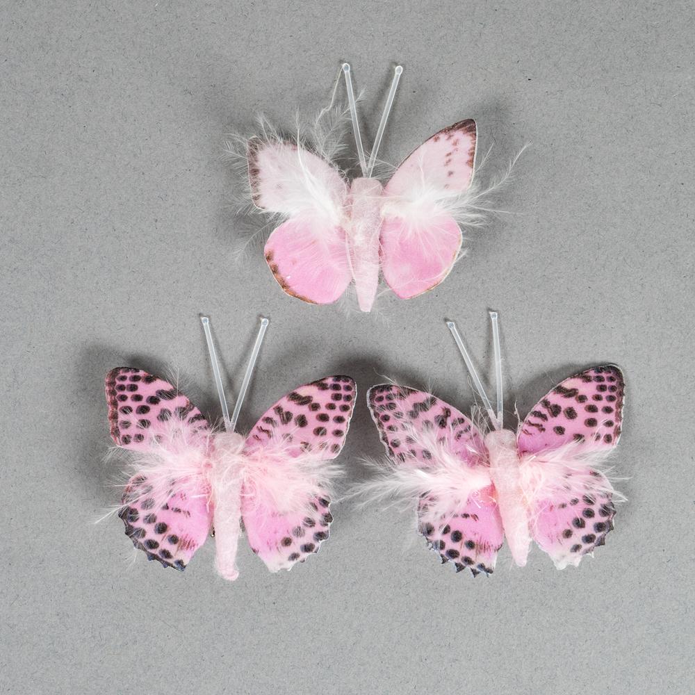 SMALL FEATHER BUTTERFLIES 40X40MM 3PCS