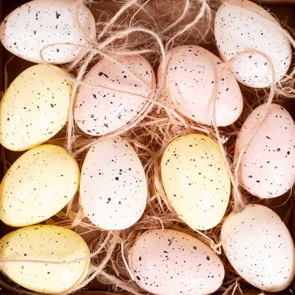 12PCS 4CM DECO EASTER EGGS LEMON/NAT