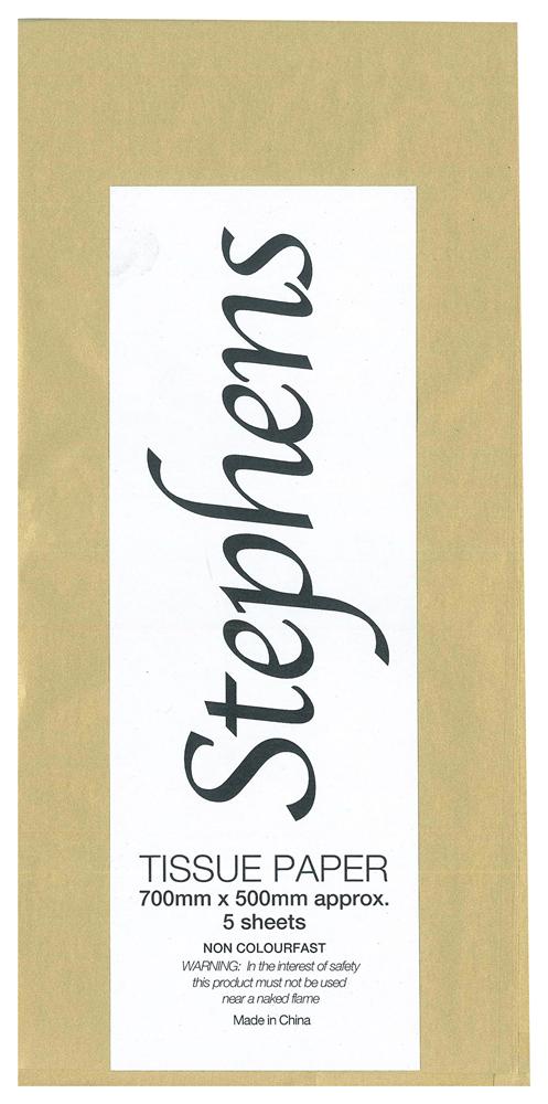 TISSUE PAPER 750 X 500MM 5 SHEETS GOLD