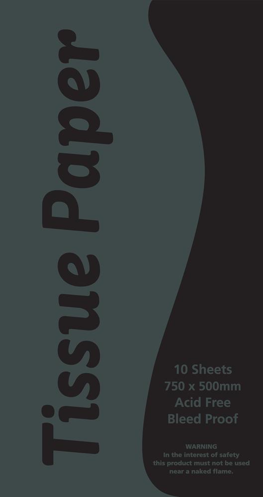 TISSUE PAPER 750 X 500MM 10 SHEETS BLACK