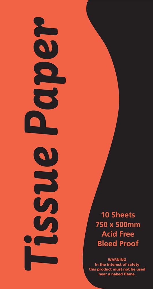 TISSUE PAPER 750 X 500MM 10 SHEETS ORANGE