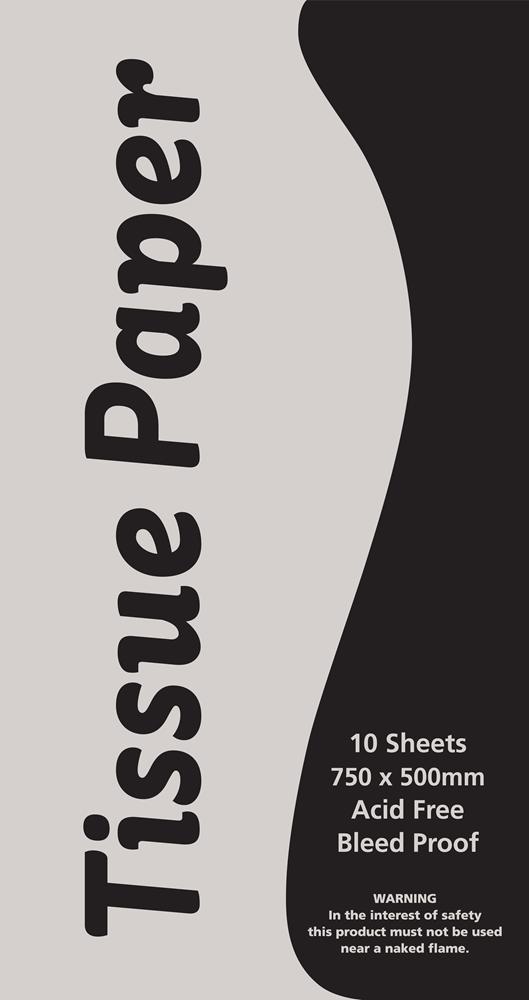 TISSUE PAPER 750 X 500MM 10 SHEETS WHITE