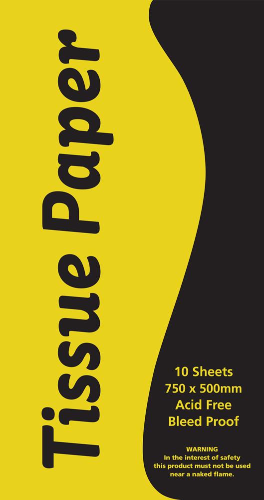 TISSUE PAPER 750 X 500MM 10 SHEETS YELLOW