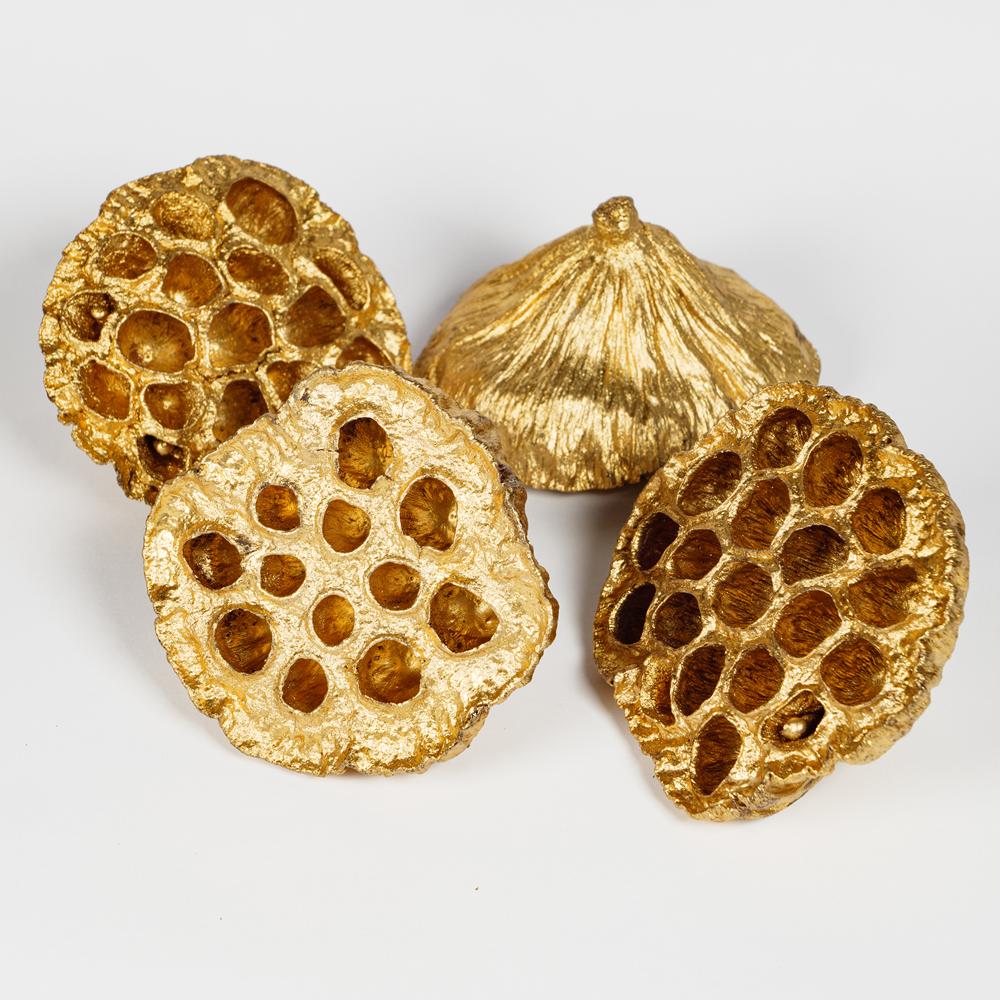 GOLD LOTUS HEADS 4PCS