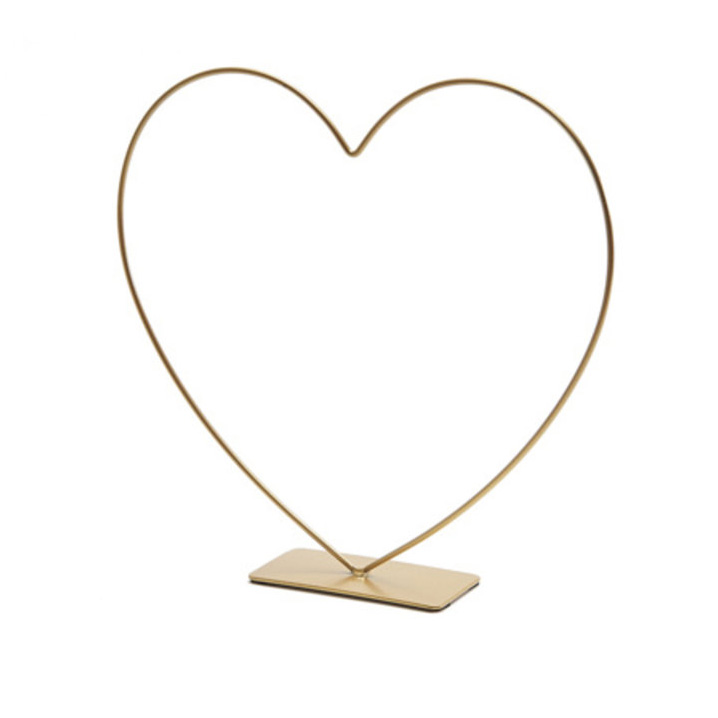 30CM METAL HEART ON BASE GOLD