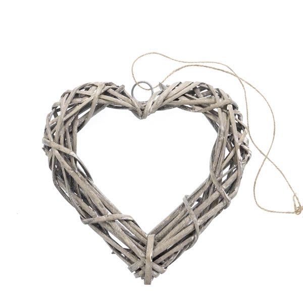 OSIER HEART GREY 15CM PK OF 3