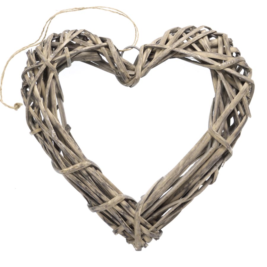 OSIER HEART GREY 20CM PK OF 3