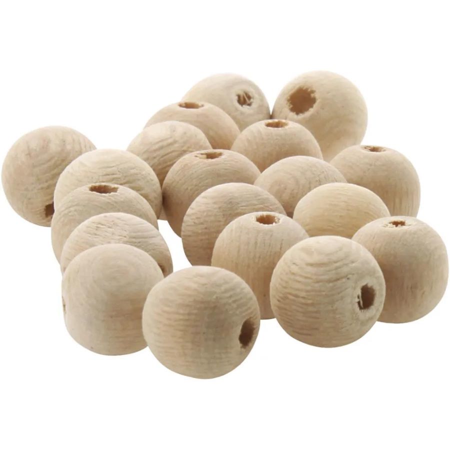 15MM WOODEN BEAD WITH HOLE 20PCS