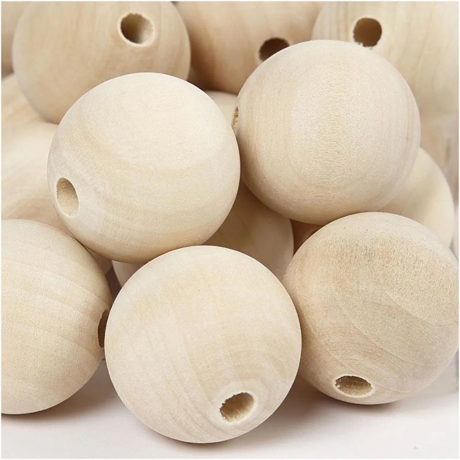 30MM WOODEN BEAD WITH HOLE 5PCS