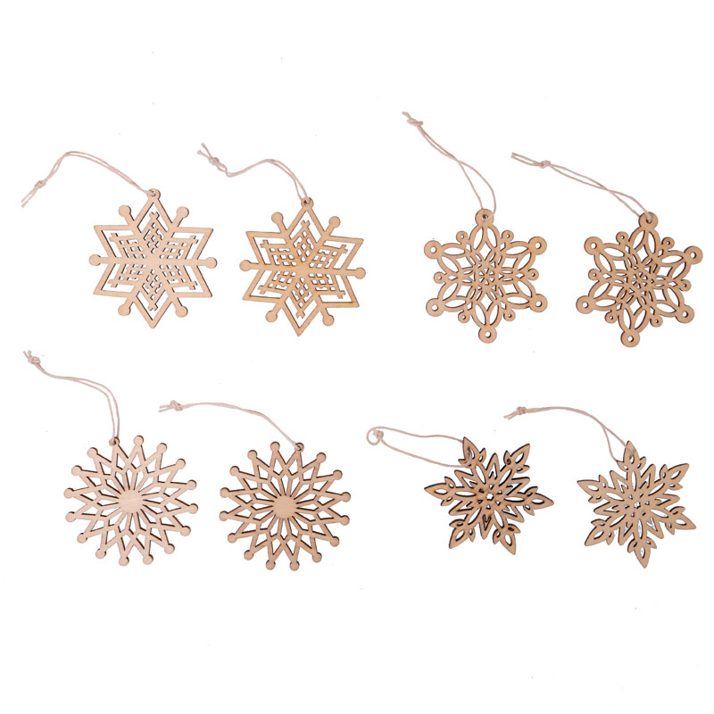 WOODEN SNOWFLAKES PK OF 8