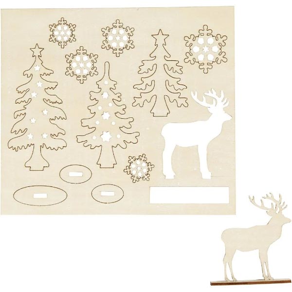 SELF ASSEMBLY REINDEER & TREES