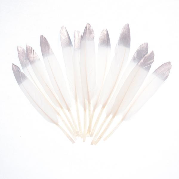 SILVER TIPPED GOOSE FEATHER 12PCS