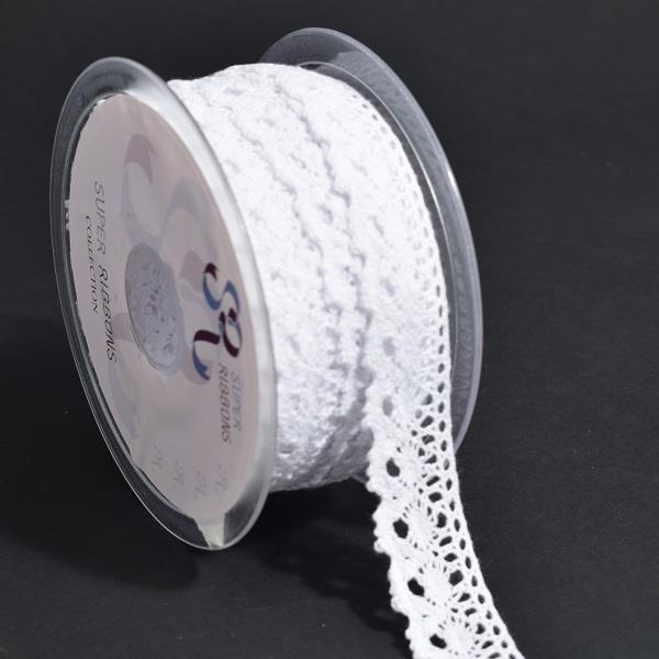 25MM COTTON LACE - 20MTS WHITE