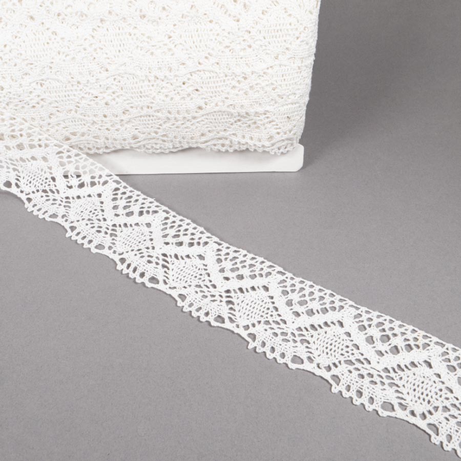 65MM COTTON MIX LACE(25 mtr cards) WHITE