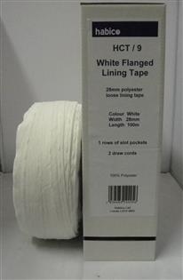 WHITE FLANGED LINING TAPE 100M BOX