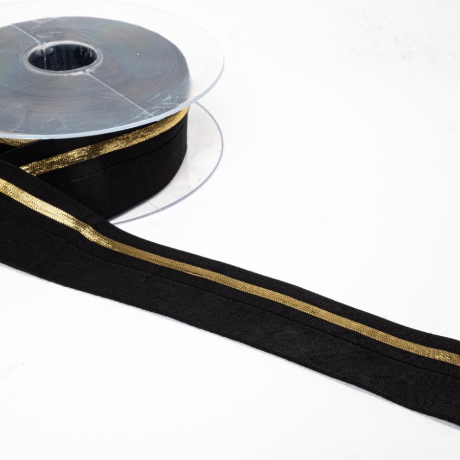42MM FOLD OVER ELASTIC WITH LUREX EDGE 10M BLKGLD