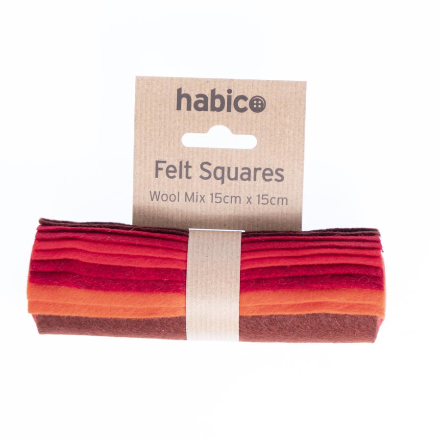 Handicraft Felt Squares 12x12 10PK BERRY - Habico
