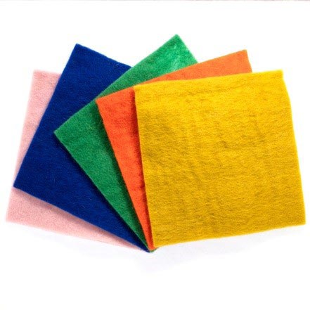 FELT SQUARES 4MM THICK ASTD PACK 15CM 5PCS BRIGHT