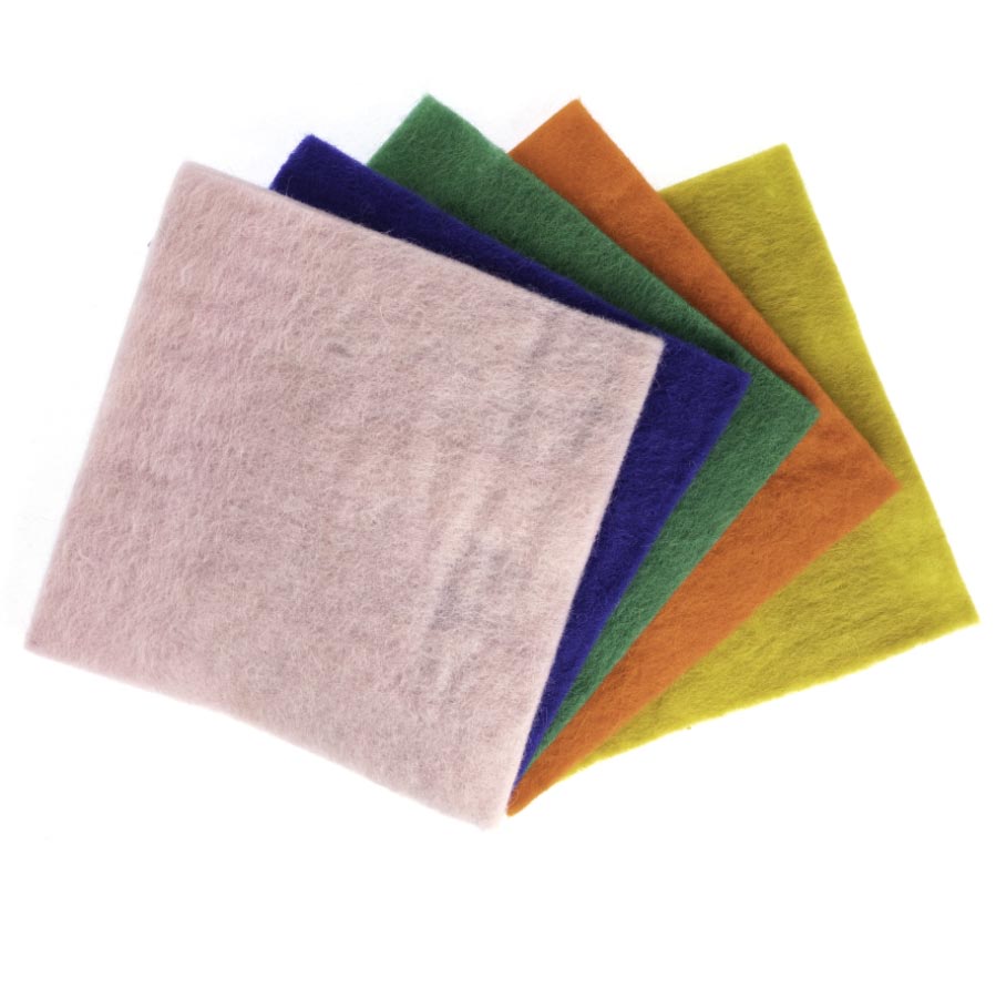 FELT SQUARES 4MM THICK ASTD PACK 15CM 5PCS PASTEL