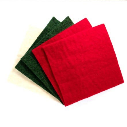 FELT SQUARES 4MM THICK ASTD PACK 15CM 5PCS XMAS