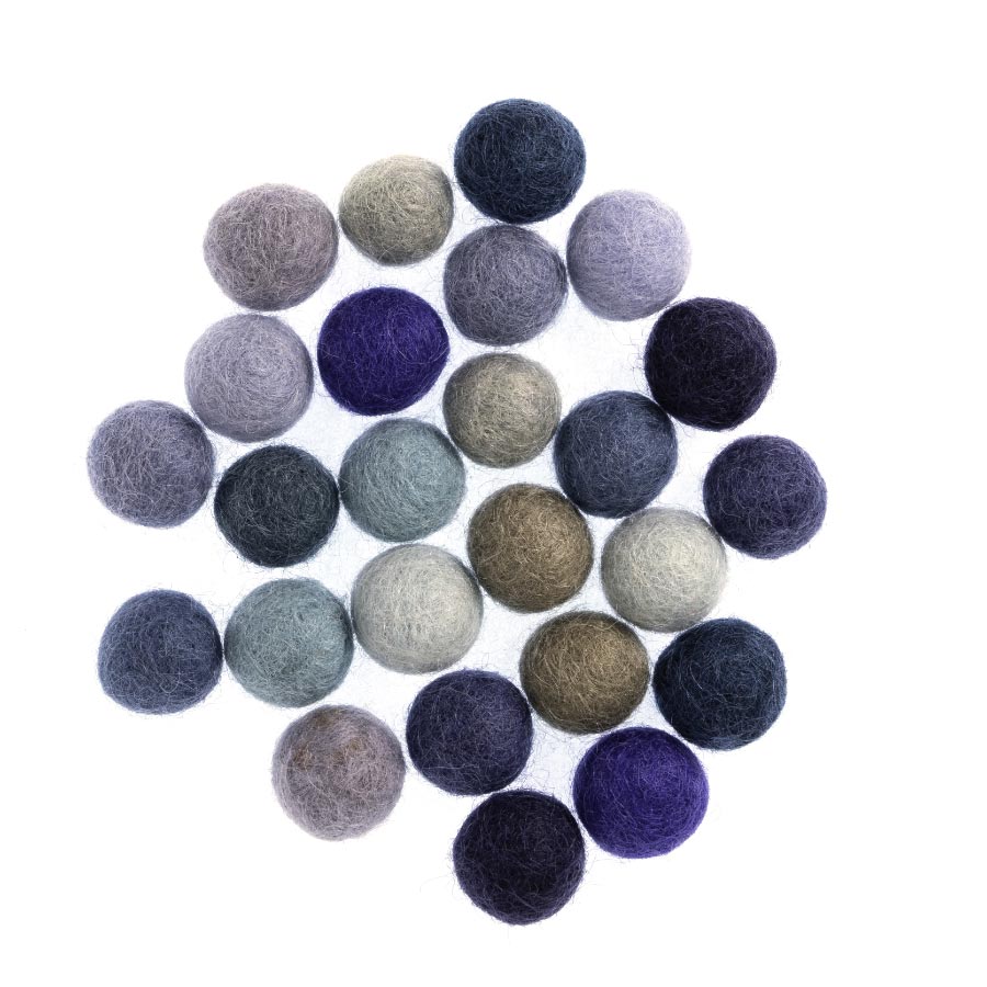 FELT SHAPES 1.5CM BALLS ASSTD 25PCS X 5 PK BLUES