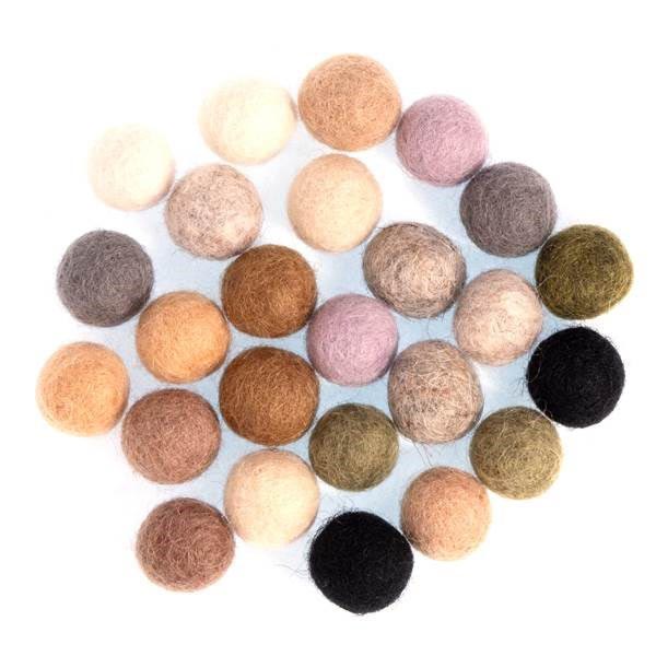 FELT SHAPES 1.5CM BALLS ASSTD 25PCS X 5 PK Natural