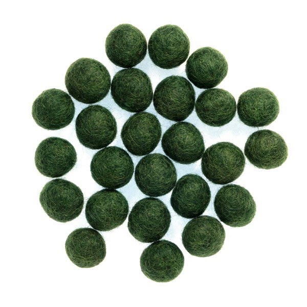 FELT SHAPES 1.5CM BALLS ASSTD 25PCS X 5 PK XMAS GREEN