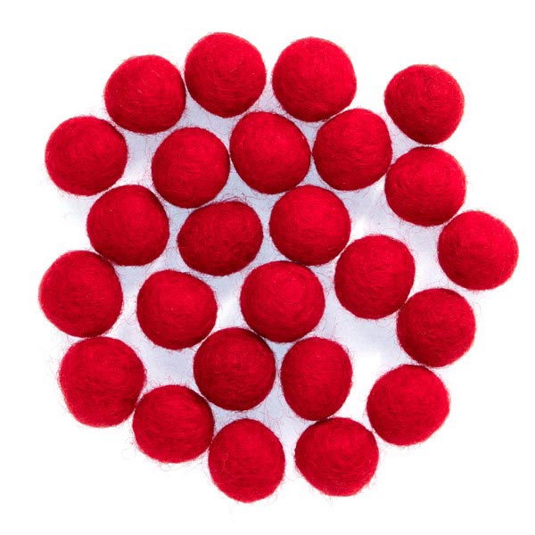 FELT SHAPES 1.5CM BALLS ASSTD 25PCS X 5 PK XMAS RED