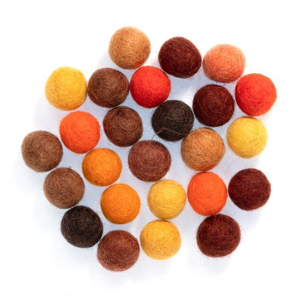 FELT SHAPES 1.5CM BALLS ASSTD 25PCS X 5 PK