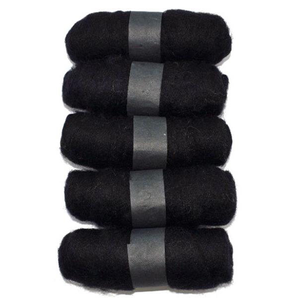 FELTING FIBRE WOOL ASSTD 20G 5 ROLLS BLACK