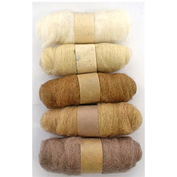 FELTING FIBRE WOOL ASSTD 20G 5 ROLLS BROWNS 1