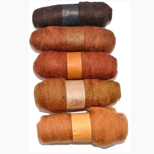FELTING FIBRE WOOL ASSTD 20G 5 ROLLS BROWNS 2