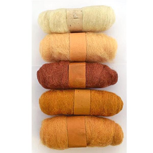FELTING FIBRE WOOL ASSTD 20G 5 ROLLS CREAMS