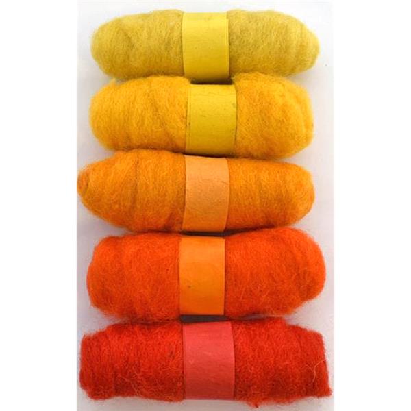 FELTING FIBRE WOOL ASSTD 20G 5 ROLLS YELLOWS