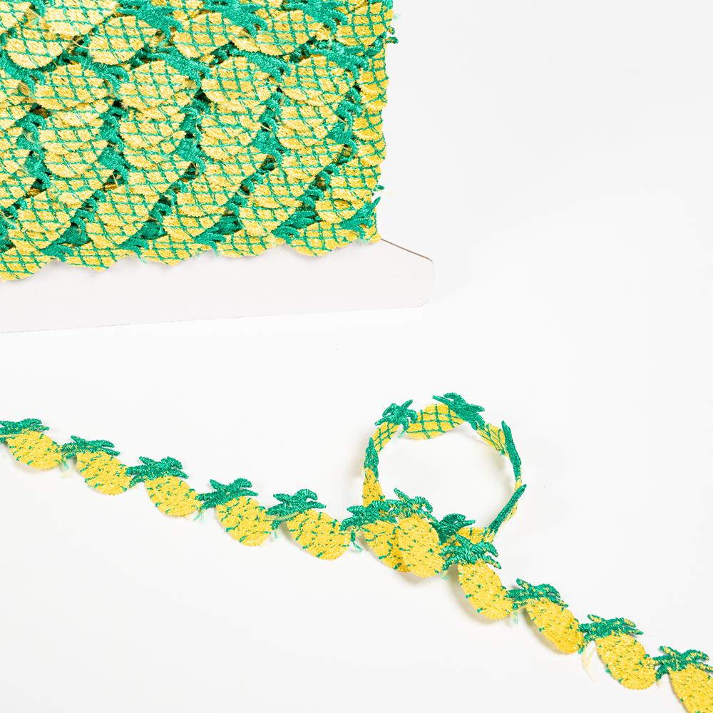 20MM PINEAPPLE TRIM 13.7M YELL0W/GREEN