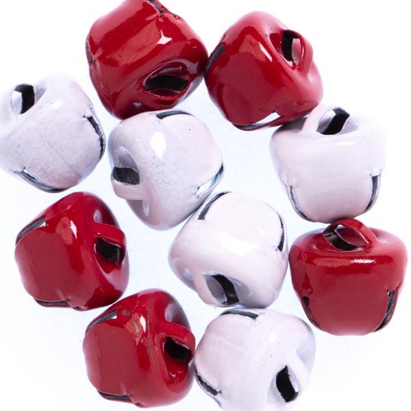 12MM RED/WHT XMAS BELLS 10PCS PER 5 PACKS 3933