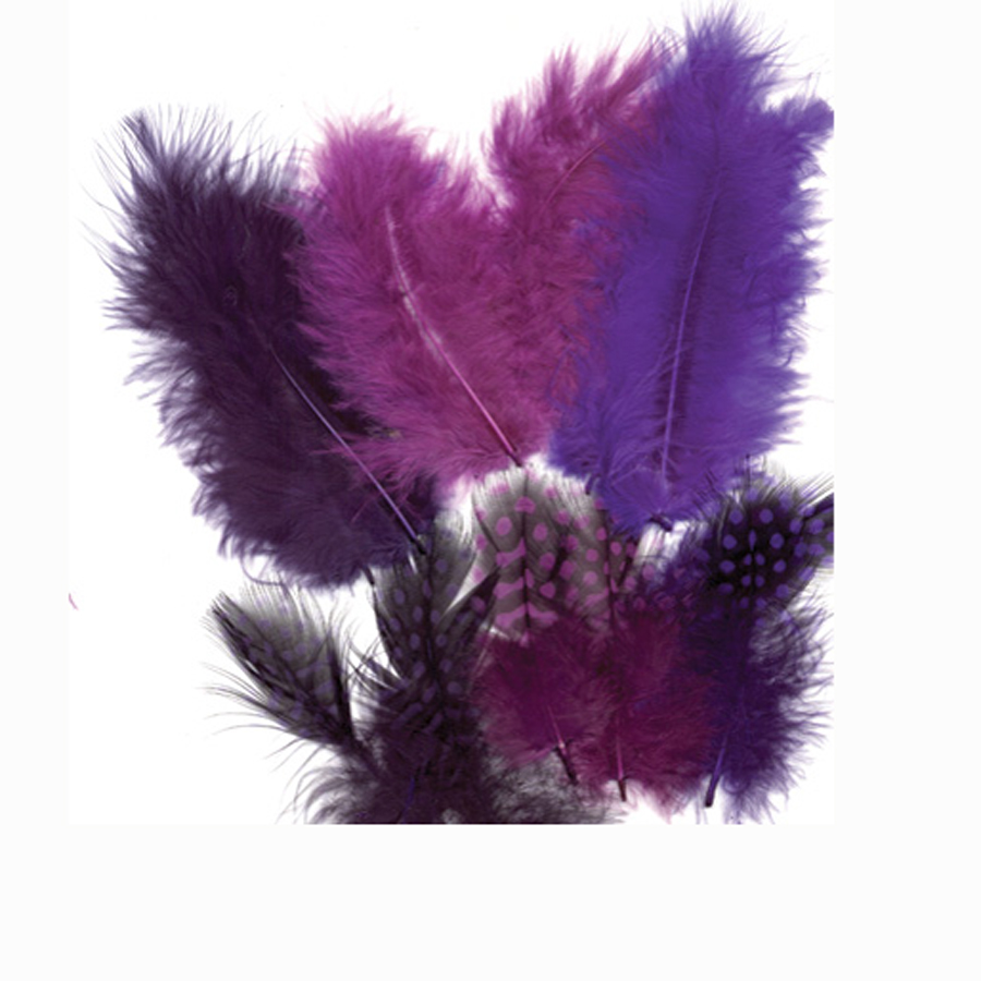 ASSTD FEATHERS 18PCS 2904 Purples