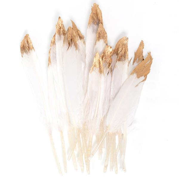 15CM COSSE GOOSE GOLD TIPPED FEATHERS 22PC